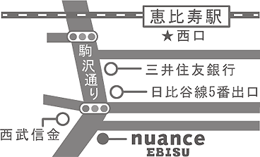 ヘアーサロン ニュアンス　EBISU の地図